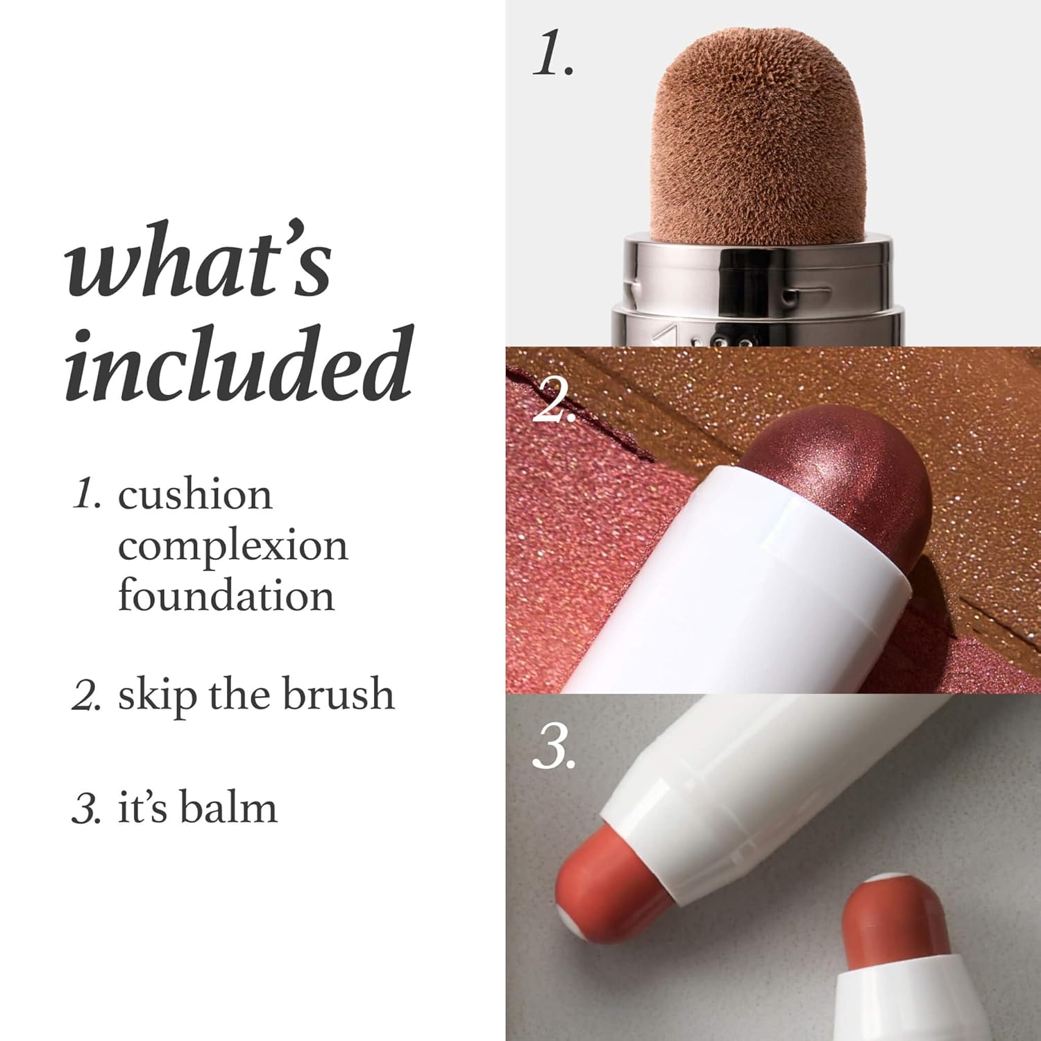Julep All-in-One Beauty Trio: Cushion Complexion Foundation Cashew, Skip the Brush Blush Stick Paradise, and It’s Balm Tinted Lip Balm Cinnamon Raisin